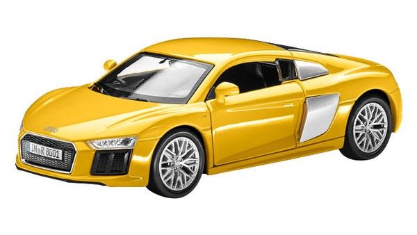 Audi для детей - Модель Audi R8 V10 Pullback 1:38, цвет жёлтый